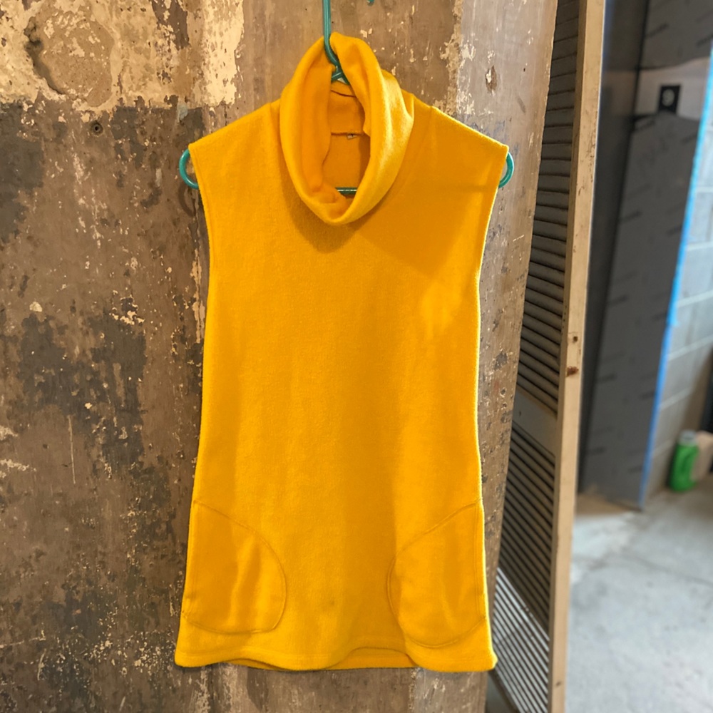 Bright yellow turtle neck fleece dress w/pockets